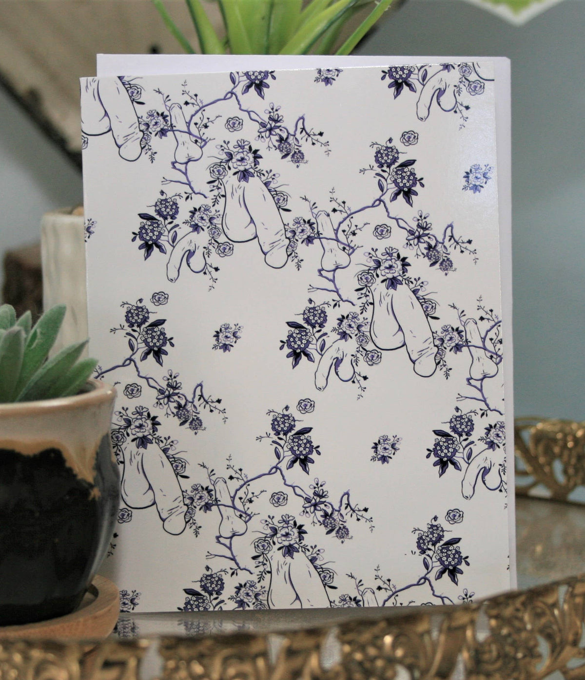 Floral Penis Greeting Card