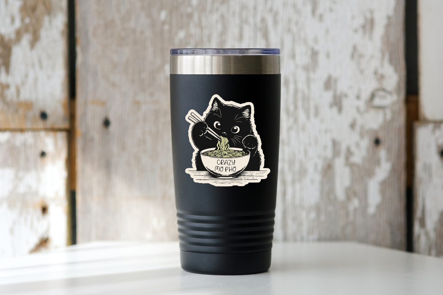 Crazy Mo Pho Sticker - cat, kitty, ramen, noodles, kitten