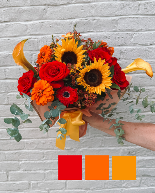 Fall Leaves- Designer's Choice Wrapped Vase Arrangement