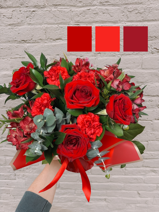 Scarlet Behavior- Designer's Choice Wrapped Vase Arrangement