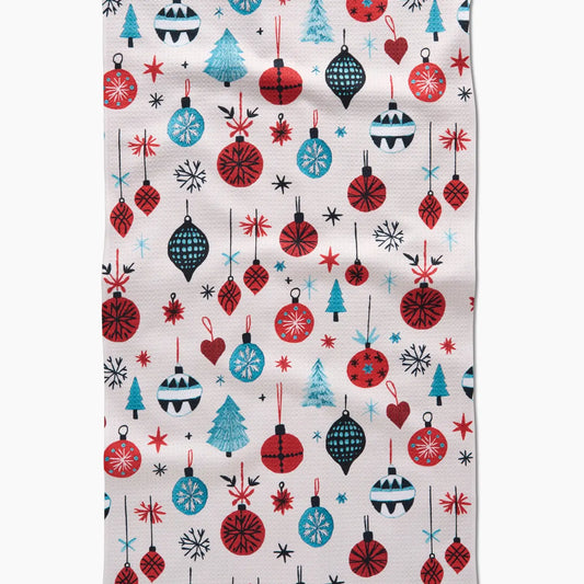 Embroidered Ornaments Tea Towel