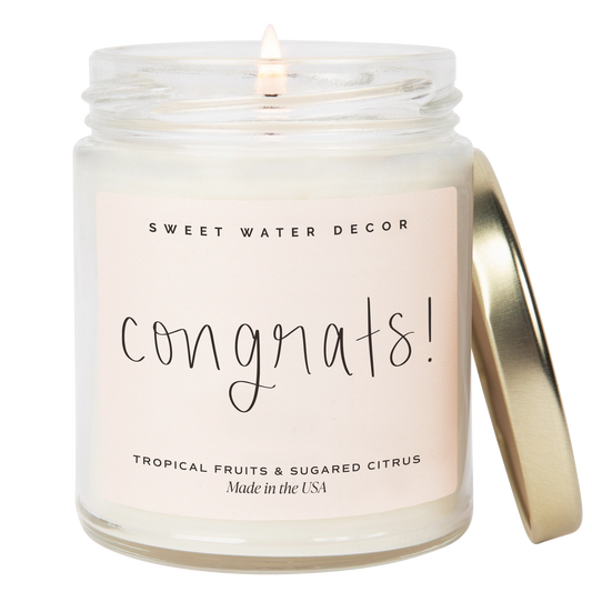 Congrats! 9 oz Soy Candle - Home Decor & Gifts