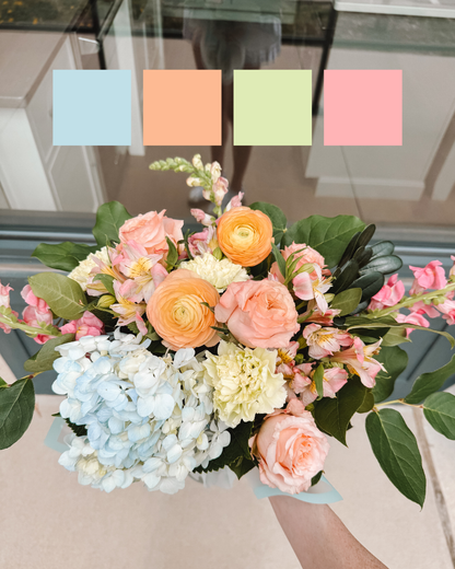 The Emma Claire- Designer's Choice Wrapped Vase Arrangement