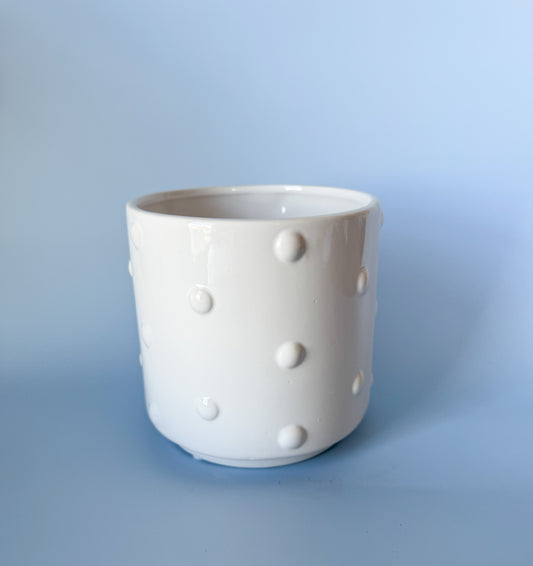 Bubble Texture White Ceramic Planter- 5in