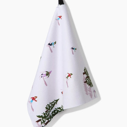 Winter Skiing Trip Tea Towel