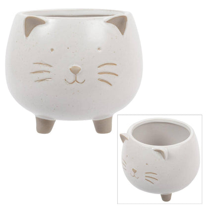 Cat Ceramic Planter- 4.75in Diameter x 4in Height