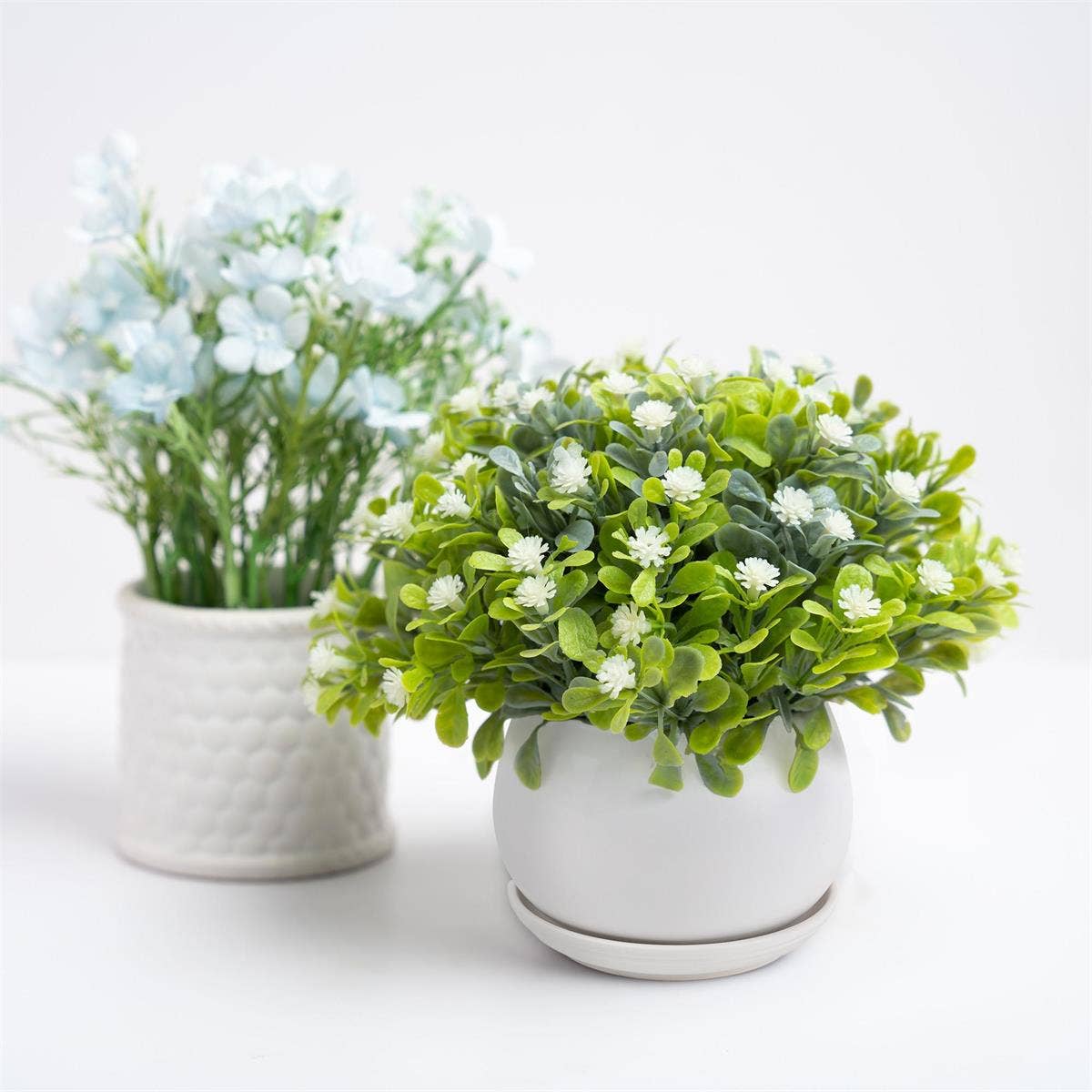 White Round Matte Ceramic Planter- 6in