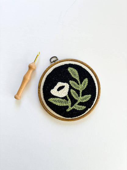 Black Floral Punch Needle Kit