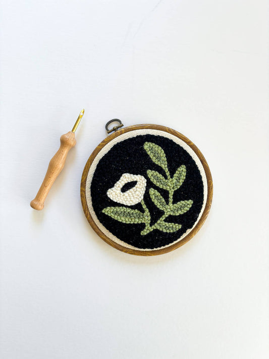 Black Floral Punch Needle Kit