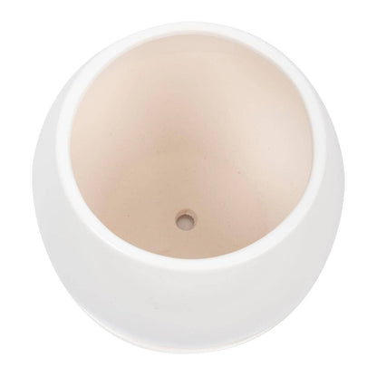 White Round Matte Ceramic Planter- 6in